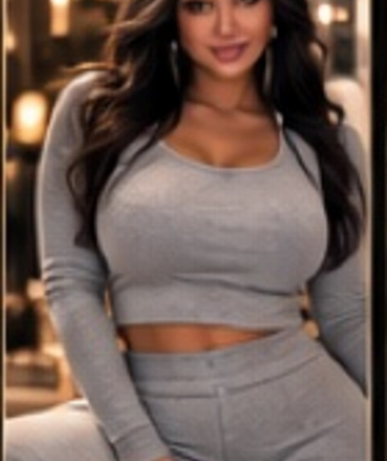 JMobile model wearing a gray loungewear set